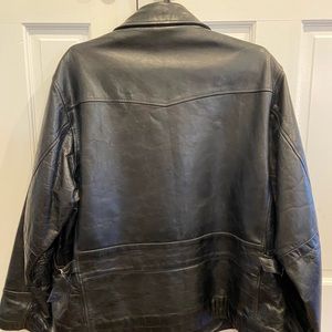 Leather denim jacket